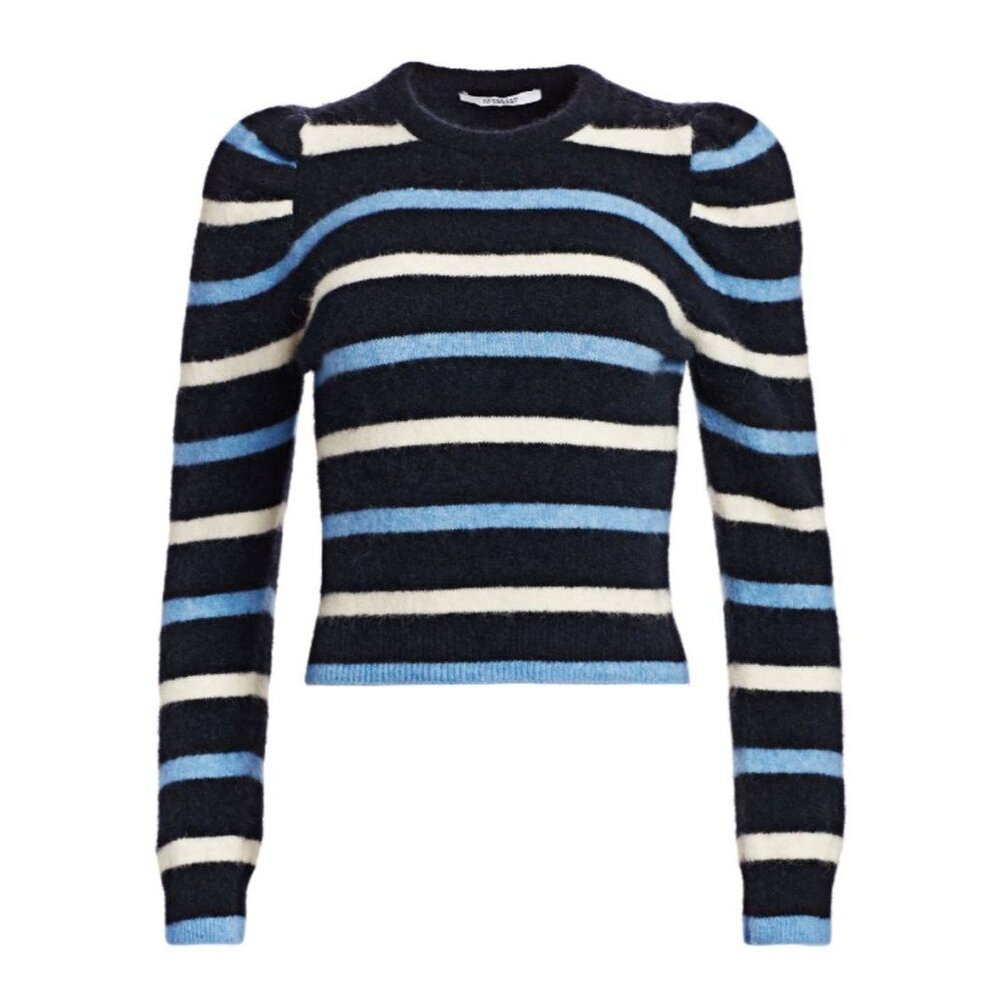 Derek Lam 10 Crosby Puff Sleeve Sweater – Navy / Multi, size medium